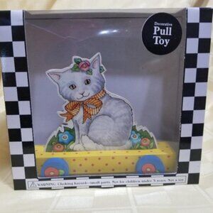 HTF Rare Vintage Mary Engelbreit Collection Decorative Pull Toy Cat